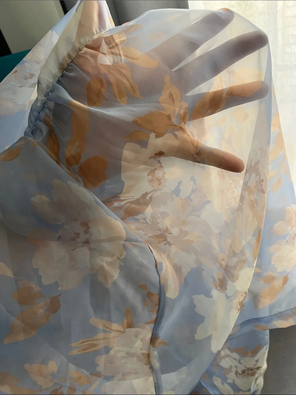Abercrombie & Fitch Emerson Organza Light Blue Floral Maxi Dress